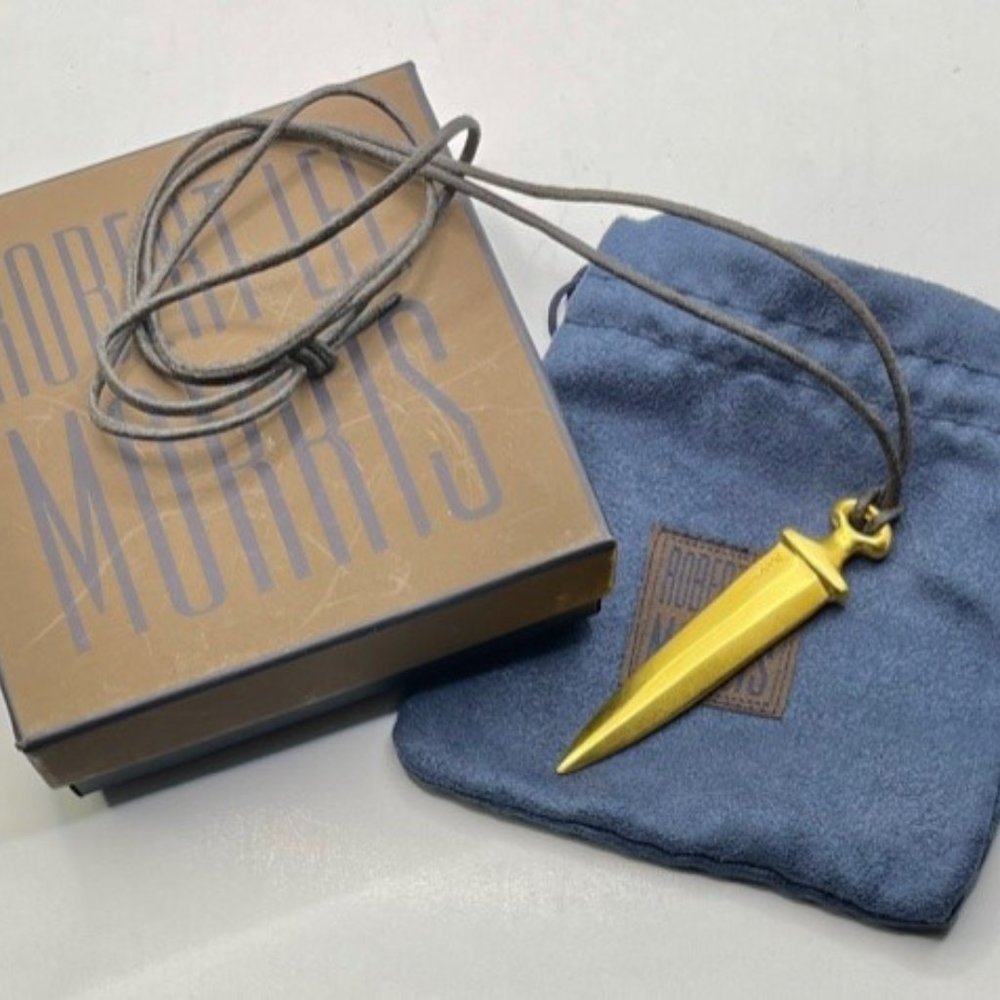 ROBERT LEE MORRIS RLM DAGGER GOLD PLATED SIGNED w/pouch & box